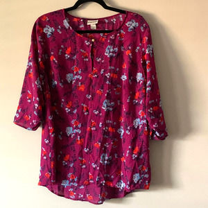 Ava & Viv Floral Blouse 3/4 Sleeve  Size 14W